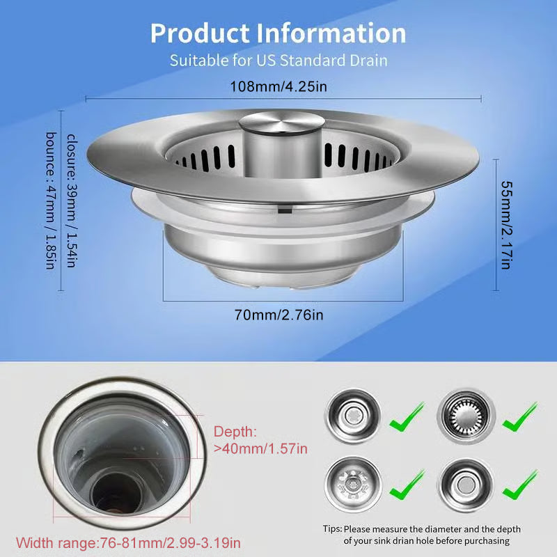 🔥🔥Upgraded 3 in 1 Kitchen Sink Drain Strainer