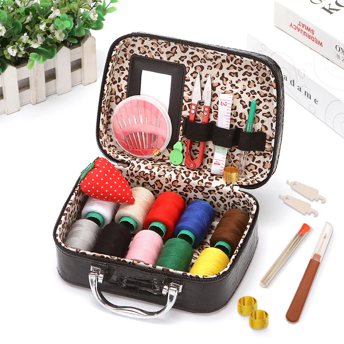 Faux Leather Case CraftVault Portable Sewing Kit in
